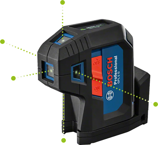 Bosch GPL 5 G Professional 5-Point Laser - plumb & cross alignment