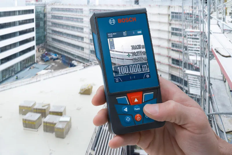 Bosch GLM 100-25 C Professional Laser Measure, 100m Range, Inbuilt Camera Viewfinder, IPS Display, Bluetooth Connectivity for Data Transfer,
