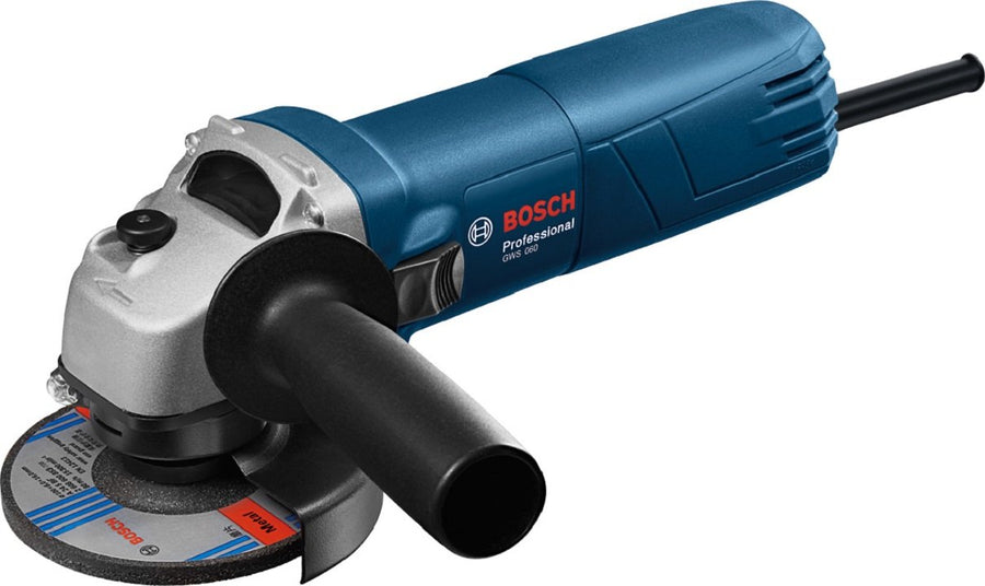 Bosch GWS 600 angle grinder with side handle.