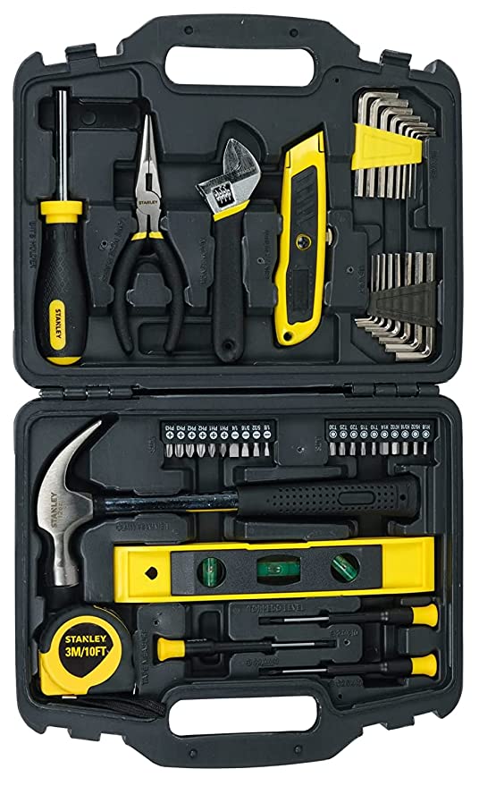 Stanley STHT74981 47PC HOME TOOL SET  Includes Screwdriver, Hammer, Wrench, Pliers, Measurement Tape, Knife, Magnetic Drivers, Tool Box