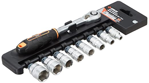 Groz KIT/SKT/H/1-2/9L/UG Hand Socket 3/8 Inch Drive Hex 9 Pieces Socket Set