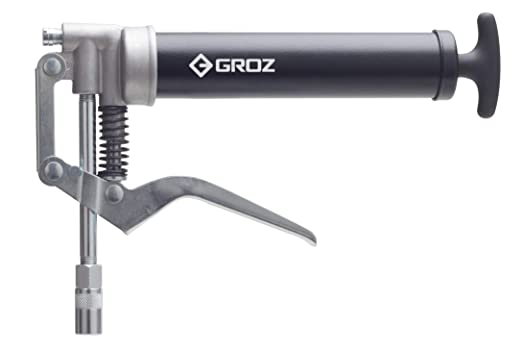 GROZ Mini Pistol Grease Gun with pull type operating mechanism| Dual discharge port for versatile Use | Discharge upto 0.40 gm/stroke. | Comes with 4” steel extension & coupler | G-16/B