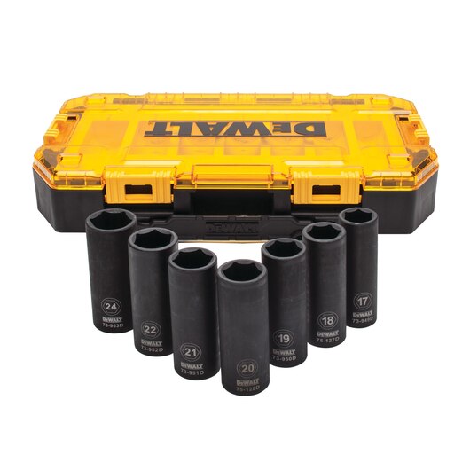 Dewalt DWMT74737-0 7PC 1/2" DEEP IMPACT SOCKET SET (17, 18, 19, 20, 21, 22, 24MM)