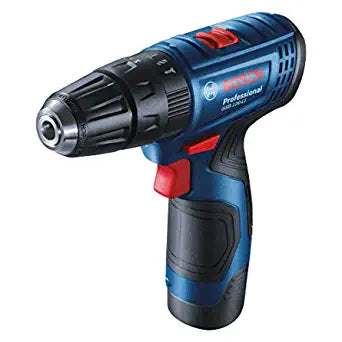 Bosch GSB 120-LI Professional Cordless Drill Driver For Wood + 2 x battery GBA 12V 1.5Ah, Charger GAL 1210 CV Professional & 23-piece drilling and screw driving bit set with holder