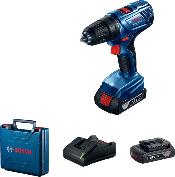 Bosch GSR 180-LI Professional Cordless Drill/Driver for Wood, Steel 13mm 18V 2, Gear Variable Speed, Battery Cell Protection, Lithium Ion
