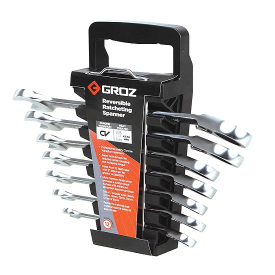 Groz CSS/RRT/7ST/UG REVERSIBLE RATCHETING COMBINATION SPANNERS SET