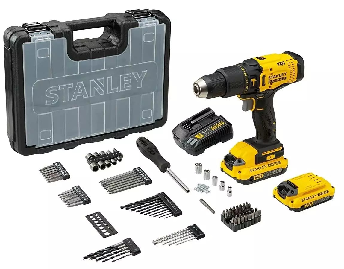 Stanley SCD711D2KA-B1 BR Hammer Drill Kit with 100 pcs - 20V Cordless
