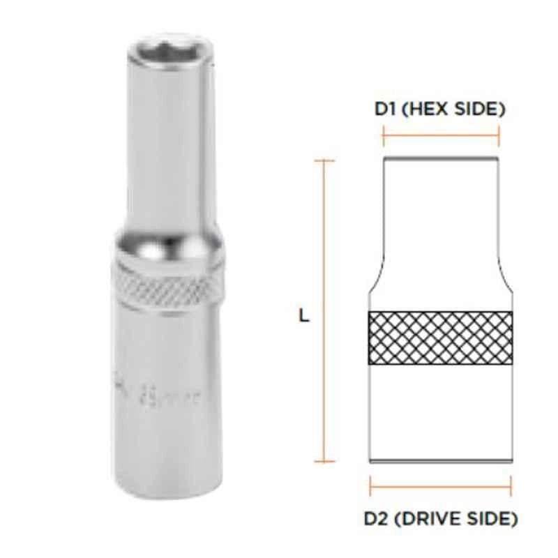 Groz SKT/H/1-4/11D/UG 1/4" HEX SOCKETS - DEEP