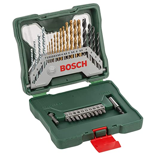 Bosch X30Ti drill and screwdriver bits in an open case.